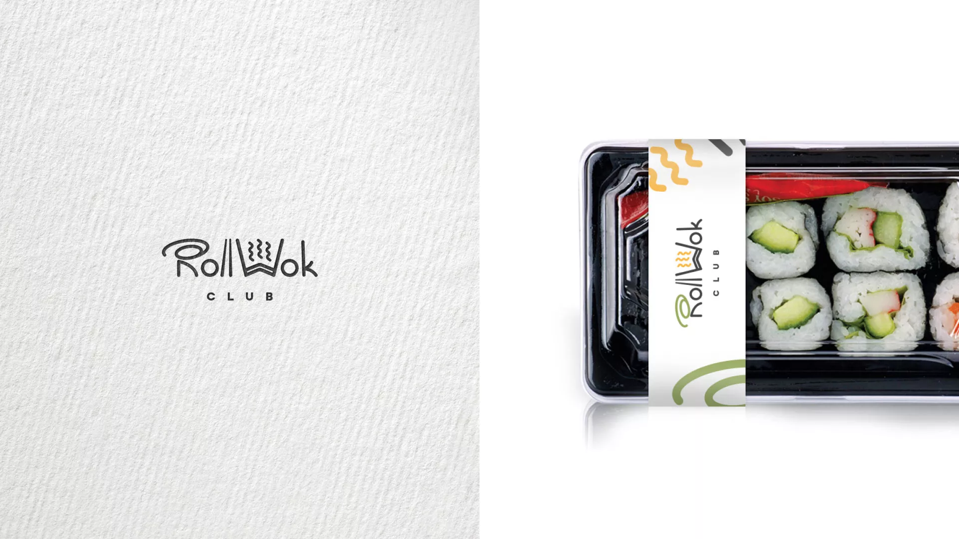 Разработка наклеек для суши-бара «Roll Wok Club» в Домодедово